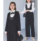 「RUIRUE BOUTIQUE」 パンツスーツ LL ブラック×ホワイト レディース