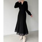「junoah」 長袖ワンピース MEDIUM ブラック レディース