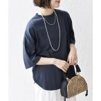「SHIPS any」 7分袖カットソー ONE SIZE ネイビー レディース