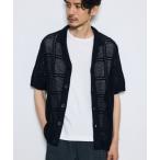 シャツ スクエアパターンニットメ�