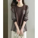 tシャツ ニットベスト×シャツレイヤード風トップス レディース