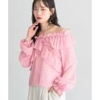 ブラウス シャツ シアーチェック2wayオフショルブラウス レディース