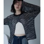 カーディガン 2wayミックスカラーメッシュ透かし編みトップス レディース