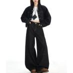 セットアップ クロップド デニムジャケット ワイドパンツ セットアップ レディース