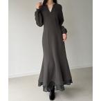 「junoah」 長袖ワンピース SMALL チャコール レディース