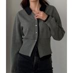 「Louere」 ニットカーディガン MEDIUM チャコール レディース