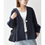 「SHIPS any」 ノーカラージャケット ONE SIZE ネイビー レディース