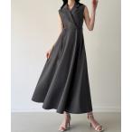 「junoah」 ノースリーブワンピース LARGE チャコール レディース