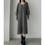 「Louere」 長袖ワンピース MEDIUM チャコール レディース