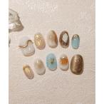 ネイルチップ ネイルシール 「ZOZO限定」3D水光ネイルピンクグラデーションシルバードミラーラインオーバルネイルチップ　春ネイル(2)