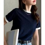 tシャツ 「Eclat one」パイル 素材 配色 デザイン プルオーバー レディース