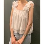 tシャツ フリルストラップペプラムトップス レディース