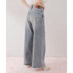  джинсы Denim Denim брюки [3 размер развитие ] карман дизайн широкий Denim женский 
