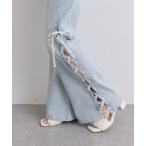  джинсы Denim Denim брюки боковой гонки выше стрейч flare pants женский 