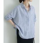 ブラウス シャツ 麻レーヨンストライプシャツ レディース