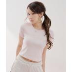 tシャツ ラインストーンロゴチビT レディース