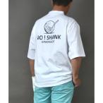 tシャツ 冷感プレーティング 天竺素材ビッグサイズ バックプリント半袖 モックネックゴルフシャツ メンズ