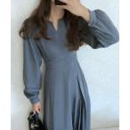 「LAUIR」 長袖ワンピース LARGE ダークグレー レディース