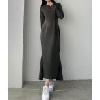 「Louere」 長袖ワンピース SMALL チャコール レディース