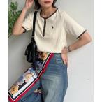tシャツ ヘンリーネックリブ半袖T レディース