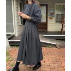 「LAUIR」 長袖ワンピース LARGE ダークグレー レディース