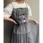 「junoah」 キャミソールワンピース MEDIUM チャコール レディース