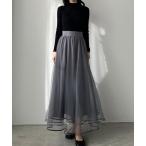「Louere」 フレアスカート MEDIUM チャコール レディース