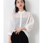 tシャツ シアー天竺衿付きパフスリーブカットソー レディース