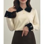 「CENEA」 長袖ポロシャツ MEDIUM アイボリー レディース