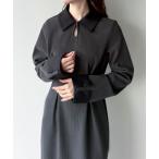 「junoah」 ドッキングワンピース MEDIUM チャコール レディース