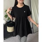 tシャツ ハート刺繍ペプラムTシャツ レディース