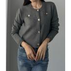 「Louere」 ニットカーディガン MEDIUM グレー レディース