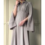 「junoah」 長袖ワンピース MEDIUM ライトグレー レディース