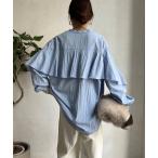 「DouDou」 長袖ブラウス FREE サックスブルー レディース