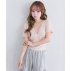 tシャツ レース半袖トップス レディース