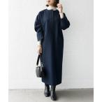 「SHIPS any」 長袖ワンピース ONE SIZE ネイビー レディース