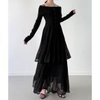 「junoah」 コンビワンピース MEDIUM ブラック レディース