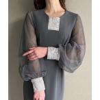 「junoah」 長袖ワンピース MEDIUM チャコール レディース