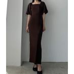 「Louere」 長袖ワンピース LARGE ダークブラウン レディース