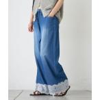 широкий брюки джинсы Denim Denim брюки [ZOZO ограничение ] мягкость легкий кромка гонки Denim брюки женский 