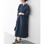 「SHIPS any」 長袖ワンピース ONE SIZE ネイビー レディース