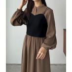 「callautia」 長袖ワンピース LARGE モカ レディース