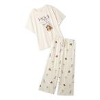 パジャマ ルームウェア 「ONLINE限定」ファッションCATS＆DOGS ワンポイントTシャツ＆ロングパンツセット レディース