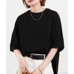tシャツ シルケットバックスリット切替プルオーバー 半端袖 レディース