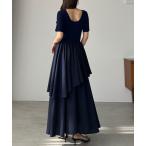 「Louere」 ドッキングワンピース MEDIUM ネイビー レディース