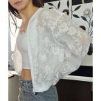 コート アウター 「花柄刺繍」エンブロイダリー シアーレースブルゾン / シースルー羽織り レディース