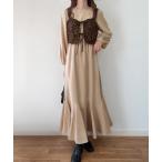 「LAUIR」 長袖ワンピース SMALL ライトベージュ レディース