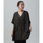 ブラウス シャツ VネックオーバーシャツチュニックSS　668079 レディース