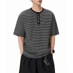tシャツ ボーダー柄ヘンリーネックTシャツ メンズ レディース