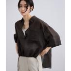 ブラウス シャツ ペーパーリネンハーフスリーブニュアンスシャツ レディース